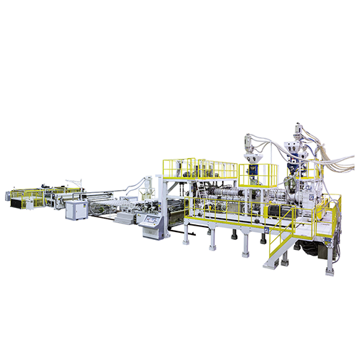 Máquina para fabricar láminas de coextrusión de tres capas PMMA / ABS / PET