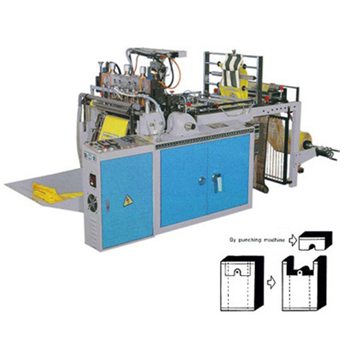 Máquina para fabricar bolsas de plástico con sellado térmico y corte CWAH con una fotocélula