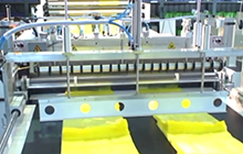 Totalmente autom&aacute;tico para 3 l&iacute;neas de sellado inferior de bolsa y m&aacute;quina de fabricaci&oacute;n de bolsas de troquelado con Hot Slitting y unidad de escudete lateral