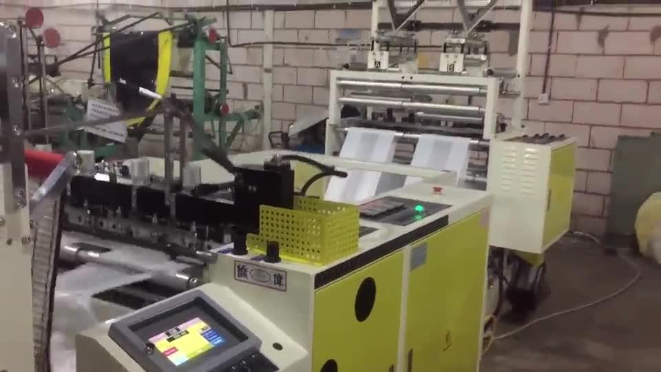 Máquina automática de bolsas sin núcleo de 2 líneas en rollo con dispositivos plegables triangulares